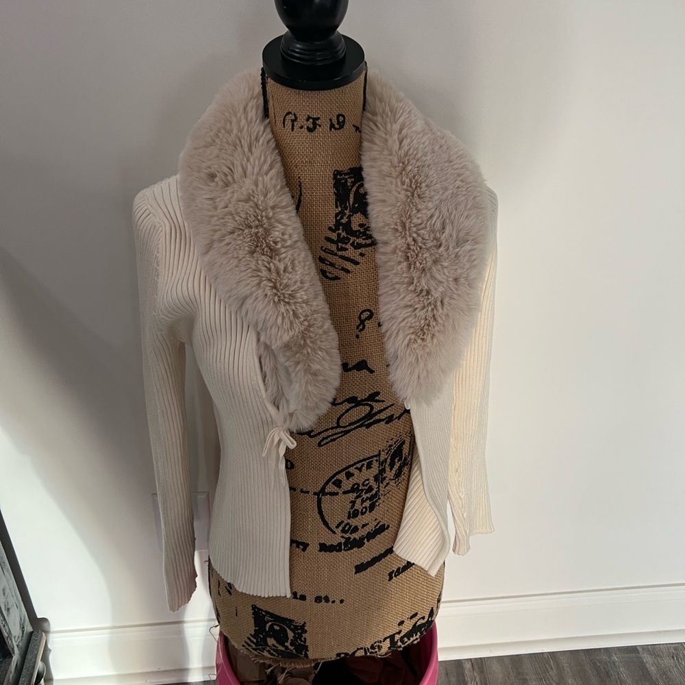 Art Class Cream Jacket with Faux Fur Collar